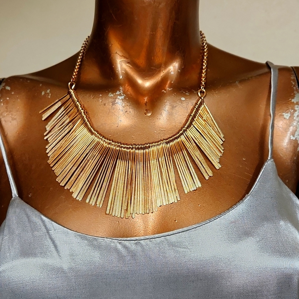 Boho Glam Gold Fringe Necklace
